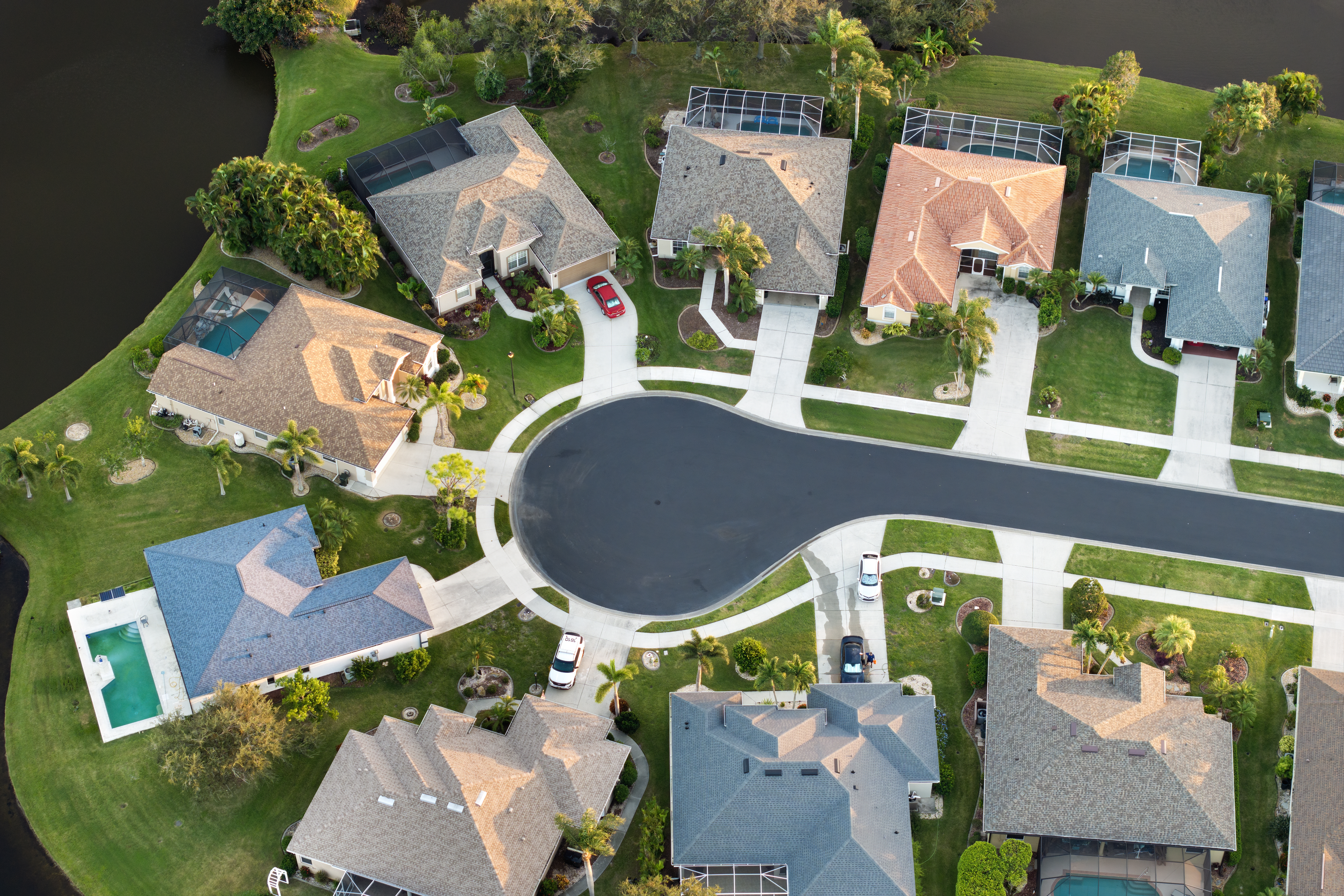 aerial evening view of spacious family houses in f 2026 01 07 02 14 52 utc